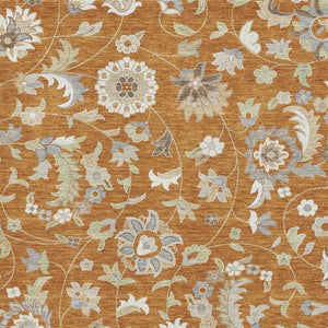 HomeRoots 9' X 12' Floral Area Rug in Rust, Gray & Beige - Washable, UV Protected, Durable & Stylish Decor Accent 679005