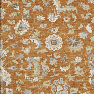 HomeRoots 10' X 14' Floral Area Rug in Rust Gray & Beige – Washable, UV Protected, Ideal for Family Spaces 679006