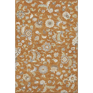 HomeRoots 10' X 14' Floral Area Rug in Rust Gray & Beige – Washable, UV Protected, Ideal for Family Spaces 679006