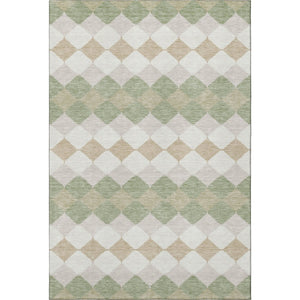 HomeRoots 5' X 8' Artichoke Green Geometric Area Rug - Washable, UV-Protected, Stain-Resistant, Durable Design 679020