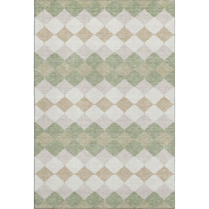 HomeRoots 8' X 10' Artichoke Green Ivory Taupe Geometric Area Rug – Washable, UV Protected & Stain Resistant! 679022