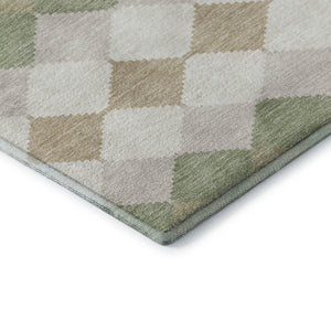 HomeRoots 8' X 10' Artichoke Green Ivory Taupe Geometric Area Rug – Washable, UV Protected & Stain Resistant! 679022