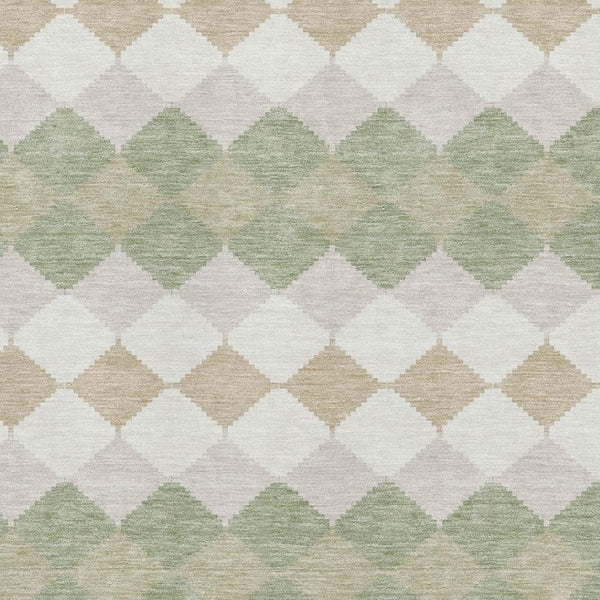 HomeRoots 8' X 10' Artichoke Green Ivory Taupe Geometric Area Rug – Washable, UV Protected & Stain Resistant! 679022
