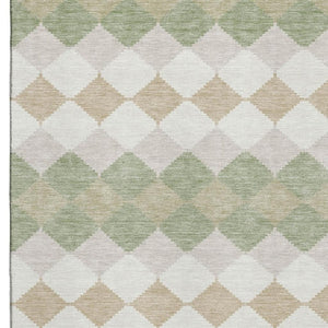 HomeRoots 9' X 12' Modern Artichoke Green Geometric Area Rug – Washable, UV Protected, Stain-Resistant Style! 679023