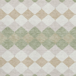 HomeRoots 10' X 14' Artichoke Green Geometric Area Rug – UV Protected, Washable, Stylish & Durable for Family Spaces 679024