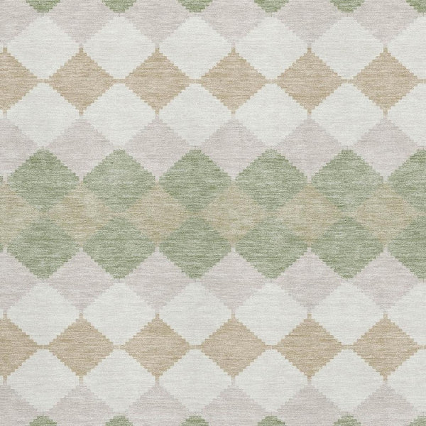HomeRoots 10' X 14' Artichoke Green Geometric Area Rug – UV Protected, Washable, Stylish & Durable for Family Spaces 679024