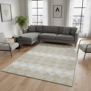 HomeRoots 8' X 10' Stylish Beige Taupe & Ivory Geometric Washable Area Rug – Durable, UV Protected Design! 679028