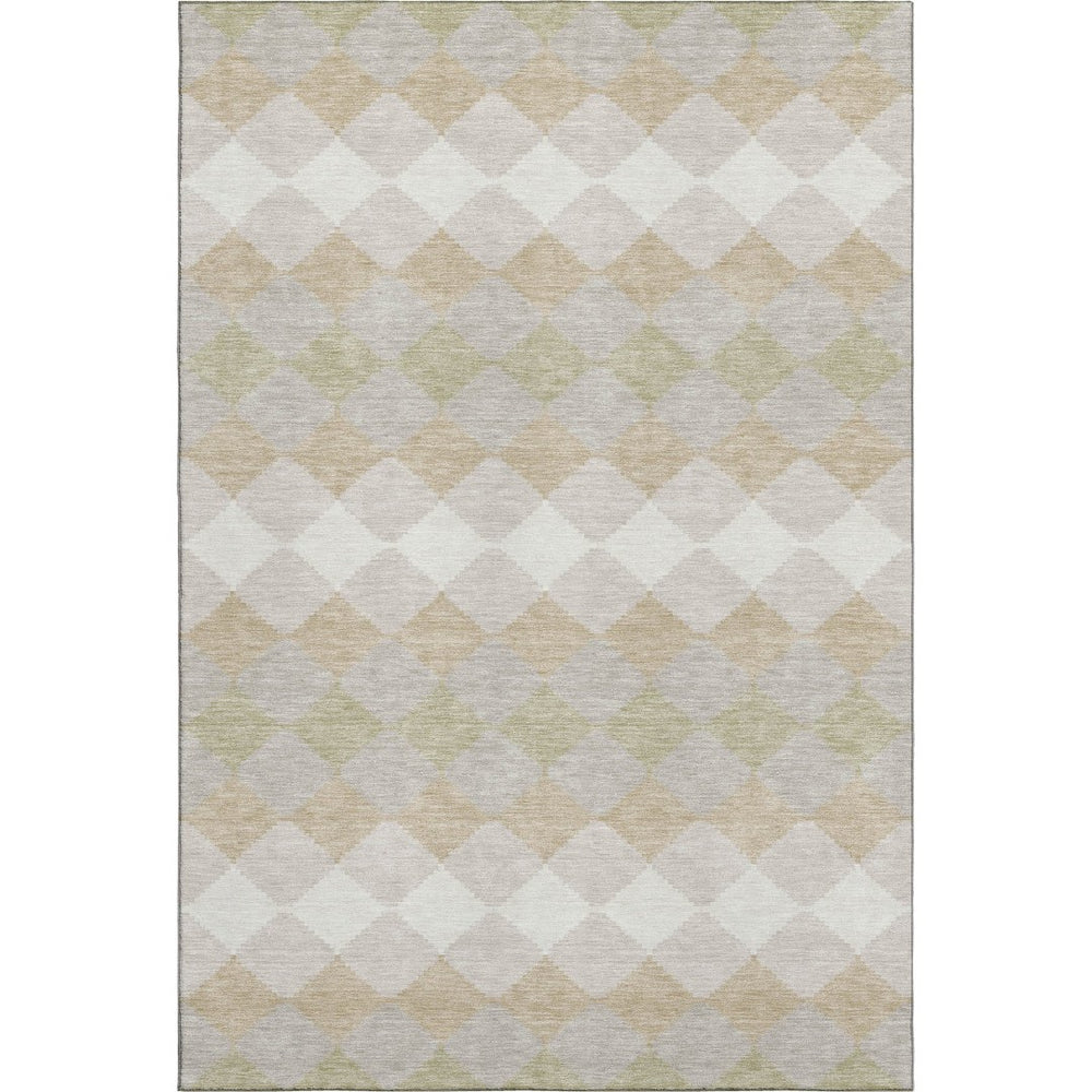 HomeRoots 8' X 10' Stylish Beige Taupe & Ivory Geometric Washable Area Rug – Durable, UV Protected Design! 679028