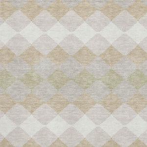 HomeRoots 9' X 12' Washable Area Rug in Beige Taupe & Ivory - Geometric Design with UV Protection & Durability 679029