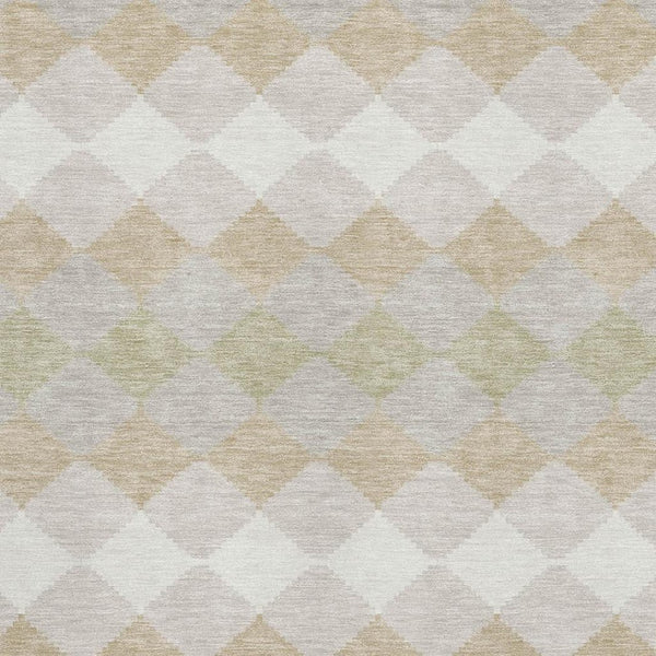 HomeRoots 9' X 12' Washable Area Rug in Beige Taupe & Ivory - Geometric Design with UV Protection & Durability 679029