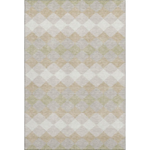 HomeRoots 10' X 14' Washable Beige Taupe Ivory Geometric Area Rug with UV Protection for Modern Spaces 679030