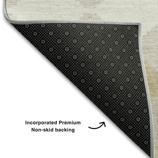 HomeRoots 10' X 14' Washable Beige Taupe Ivory Geometric Area Rug with UV Protection for Modern Spaces 679030