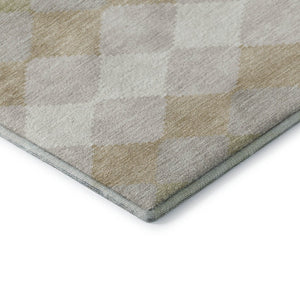 HomeRoots 10' X 14' Washable Beige Taupe Ivory Geometric Area Rug with UV Protection for Modern Spaces 679030