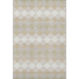 HomeRoots 10' X 14' Washable Beige Taupe Ivory Geometric Area Rug with UV Protection for Modern Spaces 679030
