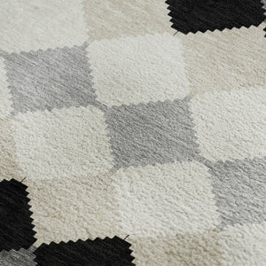 HomeRoots 9' X 12' Modern Black Gray Ivory Geometric Area Rug – Washable, Stain-Resistant & UV Protected! 679035