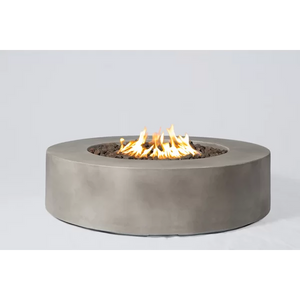 English Elm 12" Fiber Reinforced Concrete Outdoor Fire Pit Table with Electronic Ignition, Lava Rock, Durable Design Grey B120P204593