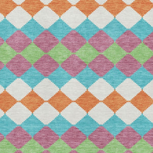 HomeRoots 8' X 10' Washable Blush Green & Teal Geometric Area Rug with UV Protection for Stylish Homes 679040