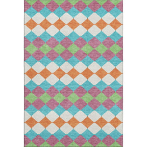 HomeRoots 9' X 12' Blush Green & Teal Geometric Area Rug - Washable, UV Protected, Ideal for High Traffic Homes 679041