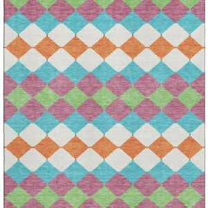 HomeRoots 9' X 12' Blush Green & Teal Geometric Area Rug - Washable, UV Protected, Ideal for High Traffic Homes 679041
