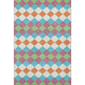 HomeRoots 9' X 12' Blush Green & Teal Geometric Area Rug - Washable, UV Protected, Ideal for High Traffic Homes 679041