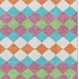 HomeRoots 10' X 14' Blush Green & Teal Geometric Area Rug - Washable, UV Protected, Perfect for Active Homes 679042