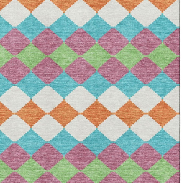 HomeRoots 10' X 14' Blush Green & Teal Geometric Area Rug - Washable, UV Protected, Perfect for Active Homes 679042