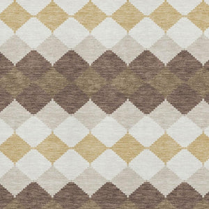 HomeRoots 8' X 10' Stylish Brown, Beige & Gold Geometric Washable Area Rug – Durable, UV-Protected & Family-Friendly 679046