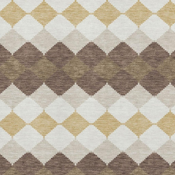 HomeRoots 8' X 10' Stylish Brown, Beige & Gold Geometric Washable Area Rug – Durable, UV-Protected & Family-Friendly 679046