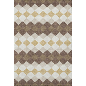 HomeRoots 8' X 10' Stylish Brown, Beige & Gold Geometric Washable Area Rug – Durable, UV-Protected & Family-Friendly 679046