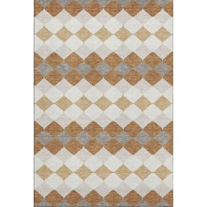 HomeRoots 10' Copper Beige & Ivory Geometric Area Rug - Washable, UV Protected, Perfect for Modern Homes! 679054