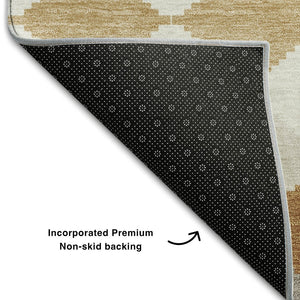 HomeRoots 10' Copper Beige & Ivory Geometric Area Rug - Washable, UV Protected, Perfect for Modern Homes! 679054
