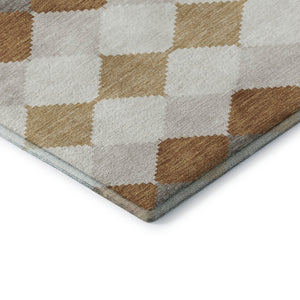 HomeRoots 10' Copper Beige & Ivory Geometric Area Rug - Washable, UV Protected, Perfect for Modern Homes! 679054