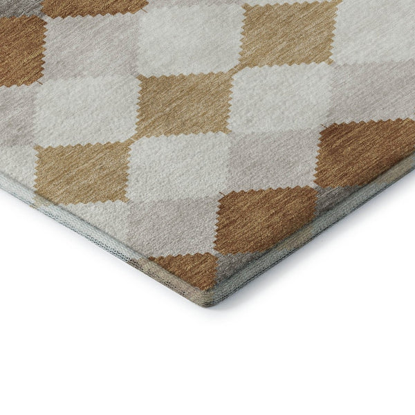 HomeRoots 10' Copper Beige & Ivory Geometric Area Rug - Washable, UV Protected, Perfect for Modern Homes! 679054