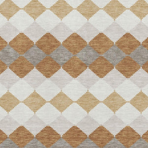 HomeRoots 10' Copper Beige & Ivory Geometric Area Rug - Washable, UV Protected, Perfect for Modern Homes! 679054