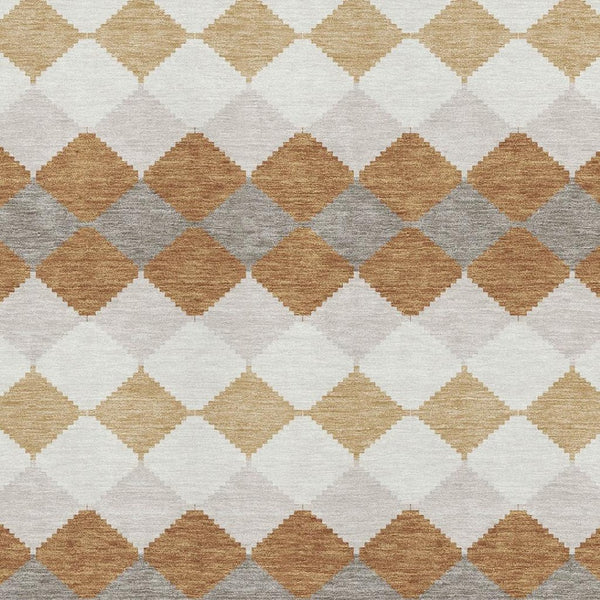 HomeRoots 10' Copper Beige & Ivory Geometric Area Rug - Washable, UV Protected, Perfect for Modern Homes! 679054