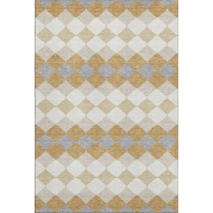 HomeRoots 8' X 10' Gold, Gray & Ivory Geometric Area Rug - Washable, UV Protected & Perfect for Modern Homes 679058