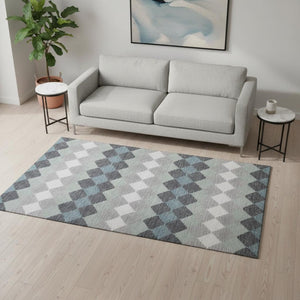 HomeRoots 5' X 8' Gray Ivory Silver Geometric Washable Area Rug - Durable, Stain-Resistant, UV-Protected Design 679062