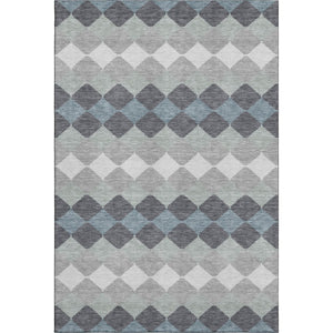HomeRoots 5' X 8' Gray Ivory Silver Geometric Washable Area Rug - Durable, Stain-Resistant, UV-Protected Design 679062