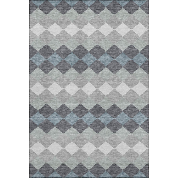 HomeRoots 5' X 8' Gray Ivory Silver Geometric Washable Area Rug - Durable, Stain-Resistant, UV-Protected Design 679062