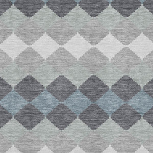 HomeRoots 5' X 8' Gray Ivory Silver Geometric Washable Area Rug - Durable, Stain-Resistant, UV-Protected Design 679062
