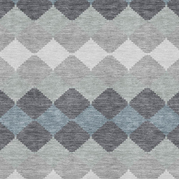 HomeRoots 5' X 8' Gray Ivory Silver Geometric Washable Area Rug - Durable, Stain-Resistant, UV-Protected Design 679062