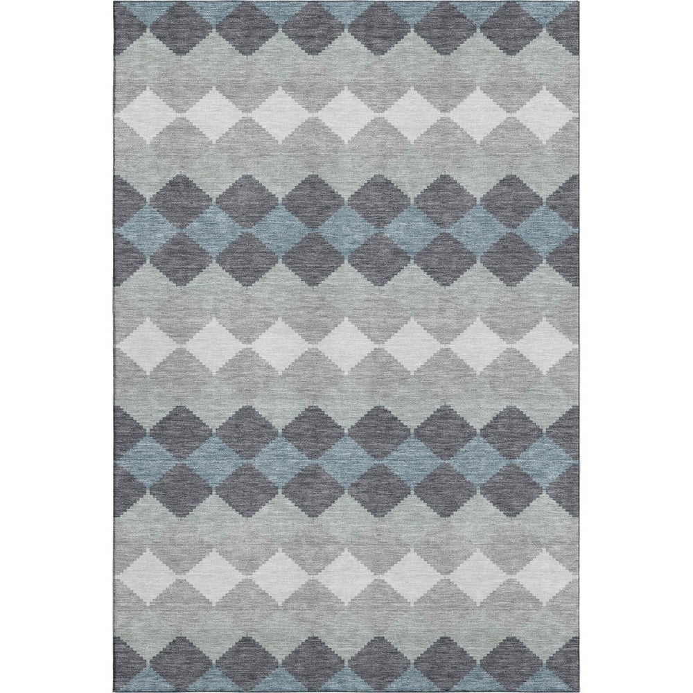HomeRoots 8' X 10' Stylish Gray, Ivory & Silver Geometric Washable Area Rug - Durable, UV-Protected Design 679064