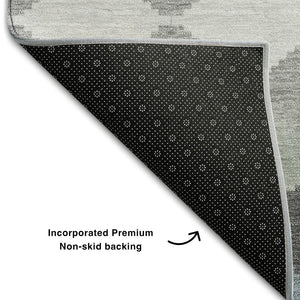 HomeRoots 8' X 10' Stylish Gray, Ivory & Silver Geometric Washable Area Rug - Durable, UV-Protected Design 679064