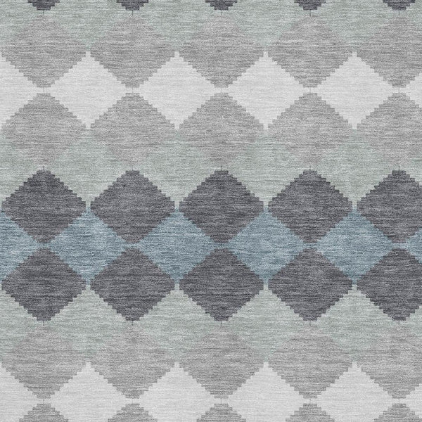 HomeRoots 8' X 10' Stylish Gray, Ivory & Silver Geometric Washable Area Rug - Durable, UV-Protected Design 679064