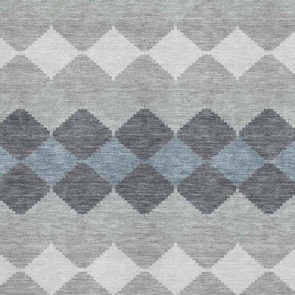 HomeRoots 9' X 12' Gray Ivory Silver Geometric Area Rug – Durable, Washable, Stain-Resistant with UV Protection! 679065