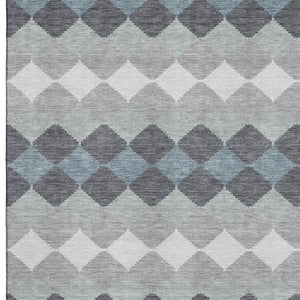HomeRoots 9' X 12' Gray Ivory Silver Geometric Area Rug – Durable, Washable, Stain-Resistant with UV Protection! 679065