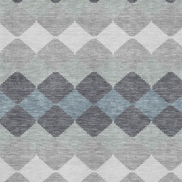 HomeRoots 10' Geometric Gray, Ivory & Silver Washable Area Rug - Durable, UV Protected, Perfect for Families! 679066