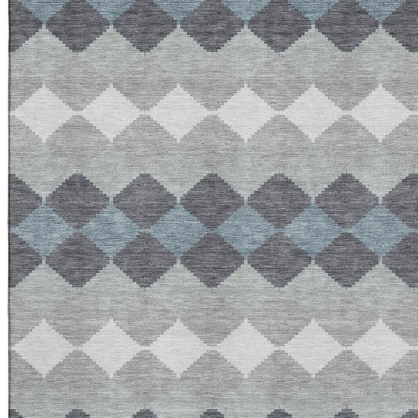 HomeRoots 10' Geometric Gray, Ivory & Silver Washable Area Rug - Durable, UV Protected, Perfect for Families! 679066