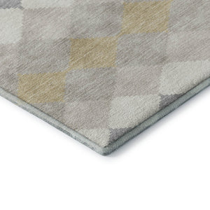 HomeRoots 5' X 8' Ivory Gold Geometric Washable Area Rug - Durable, Stain-Resistant, UV Protected Elegance 679068