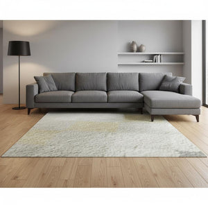 HomeRoots 8' X 10' Ivory Gold Beige Geometric Area Rug - Washable, UV Protected, Stain Resistant for Homes 679070